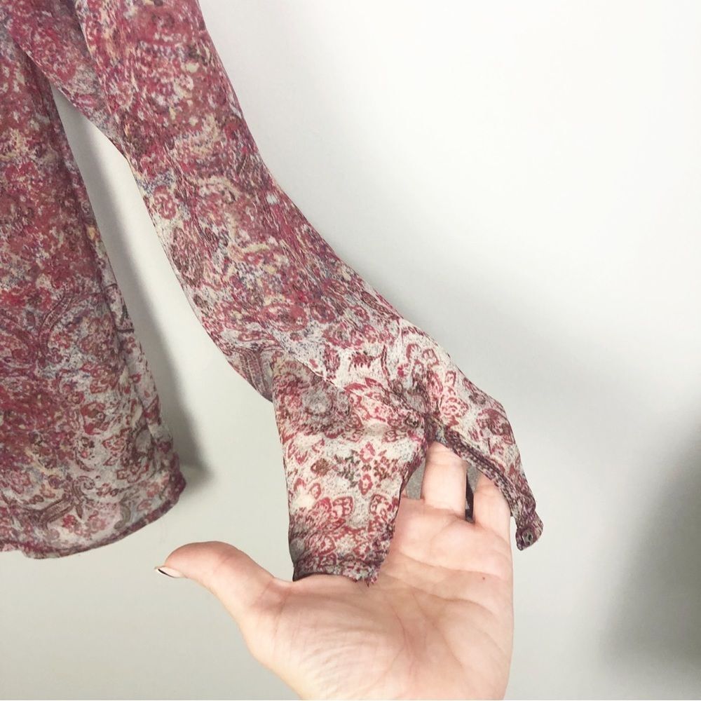 BCBGENERATION | Collarless Sheer Button Down Blou… - image 6